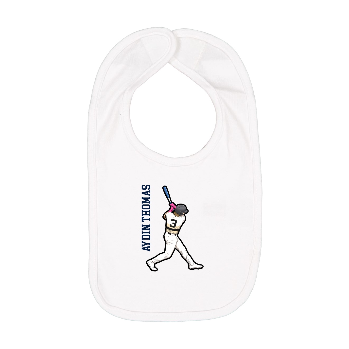 Infant Bib — Name Vertical in White
