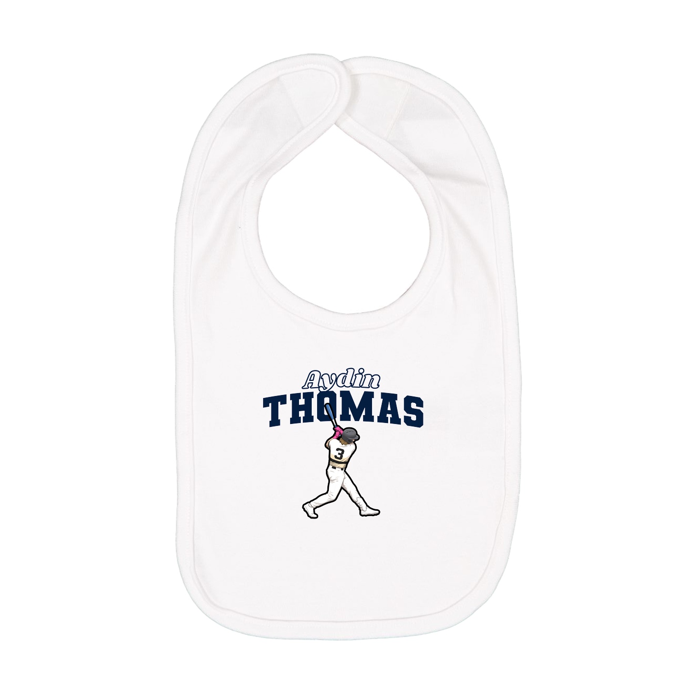 Infant Bib — Name Arch in White