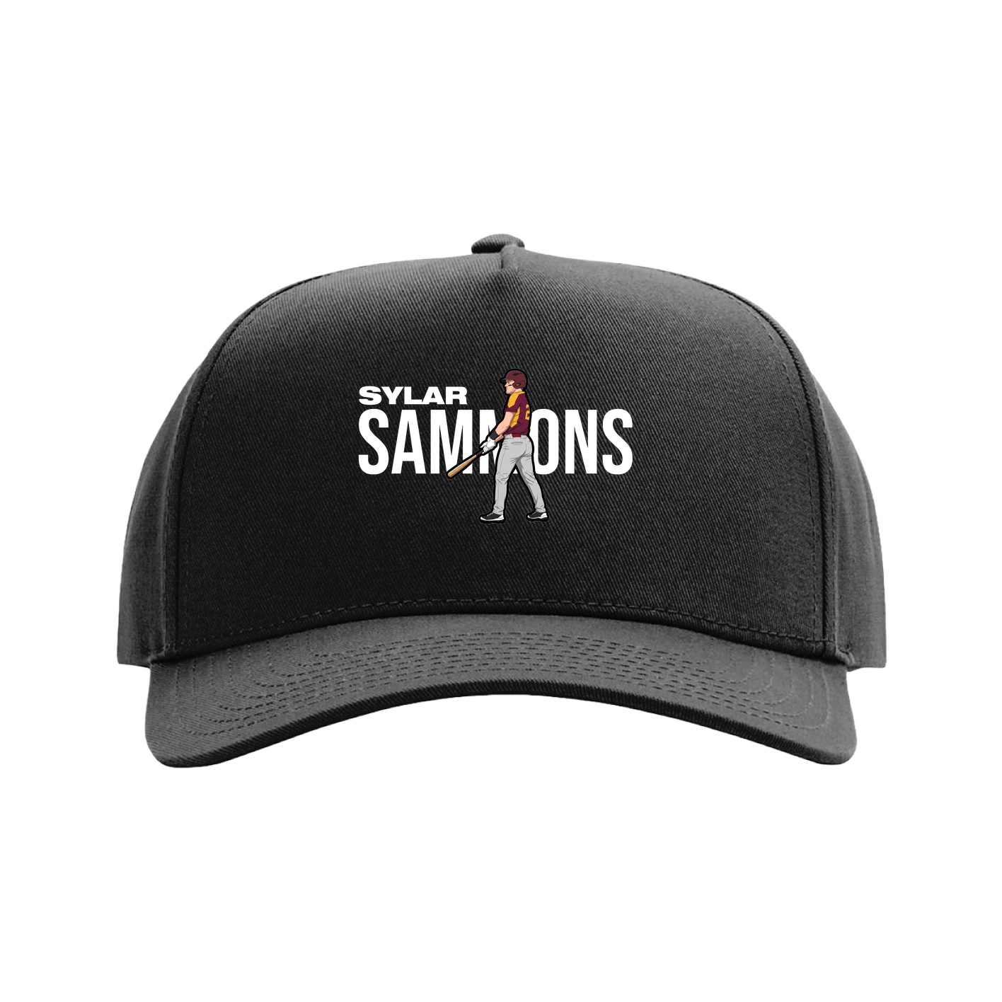 Full Fabric Five-Panel Champ Cap — Player Name in Black
