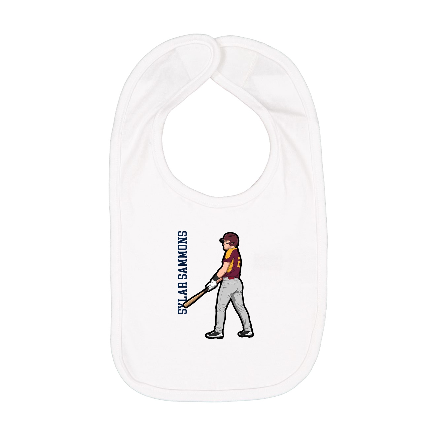 Infant Bib — Name Vertical in White