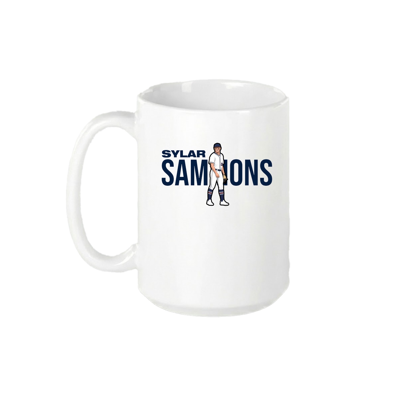 15oz Coffee Mug — Player Name in White