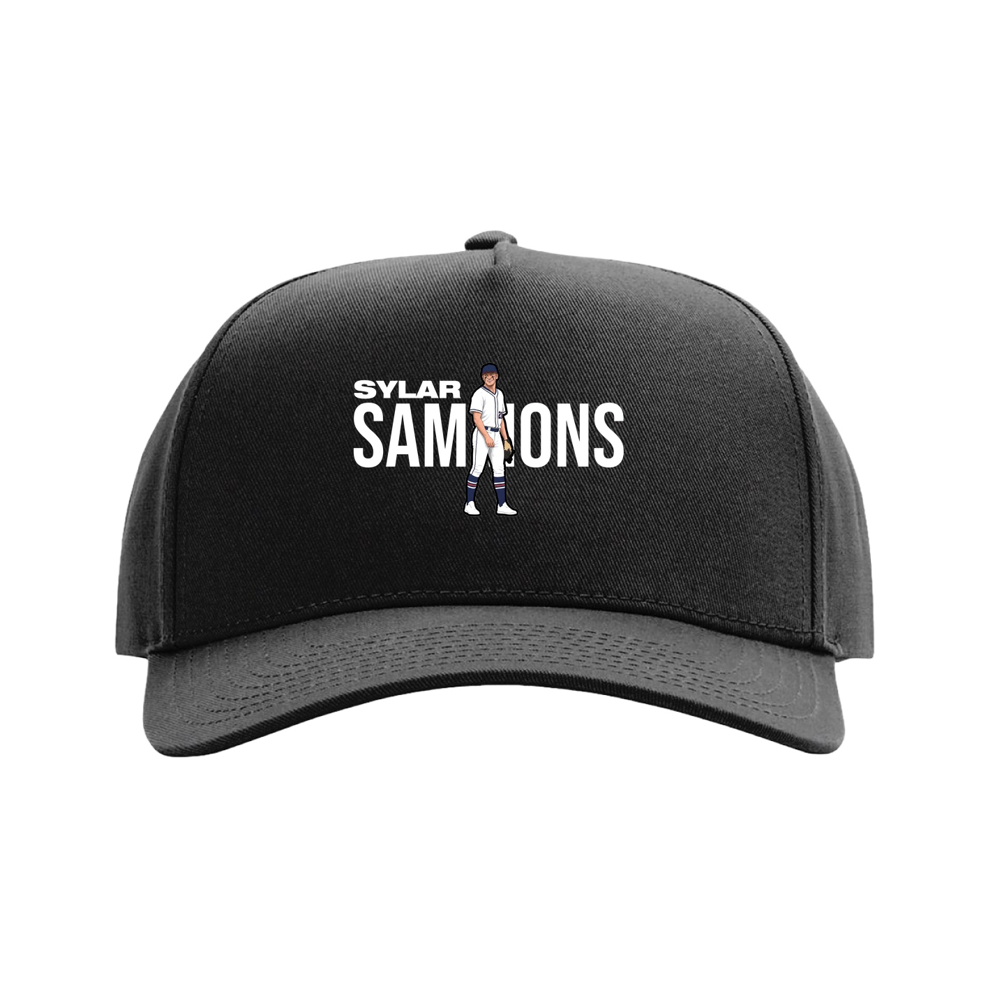 Full Fabric Five-Panel Champ Cap — Player Name in Black