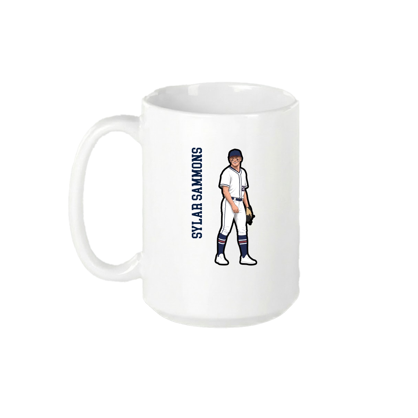 15oz Coffee Mug — Name Vertical in White