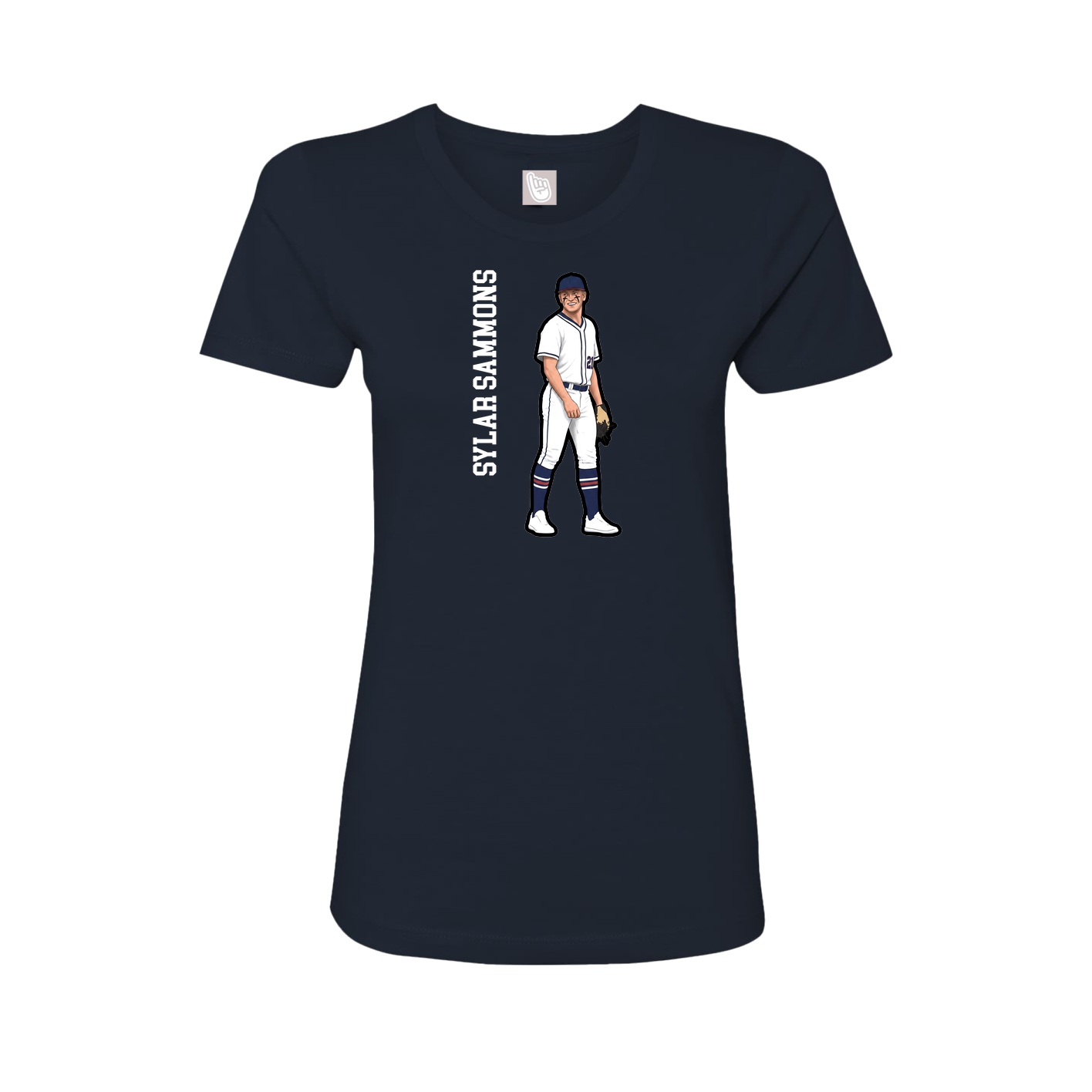 Fitted Women's Tee — Name Vertical in Navy