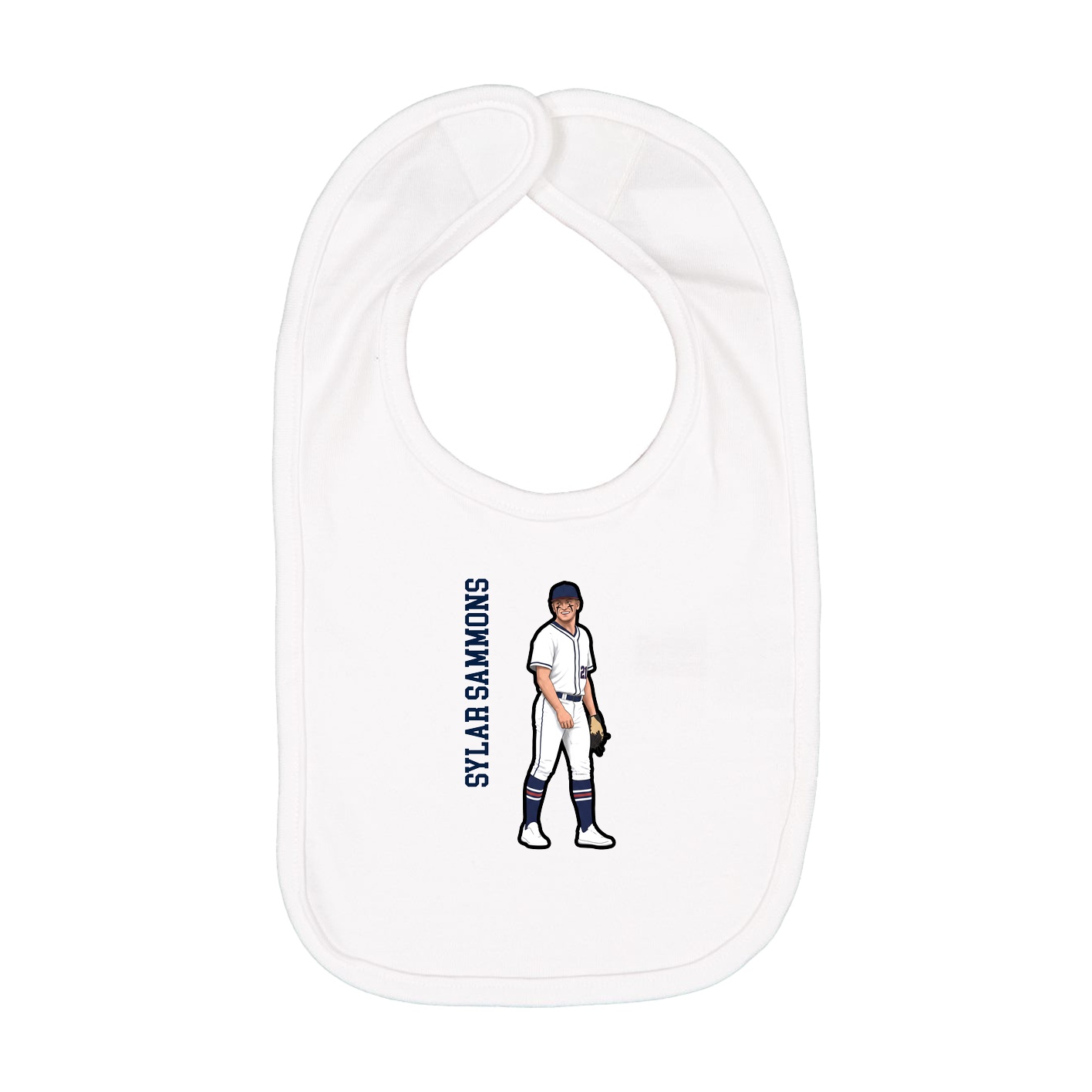 Infant Bib — Name Vertical in White