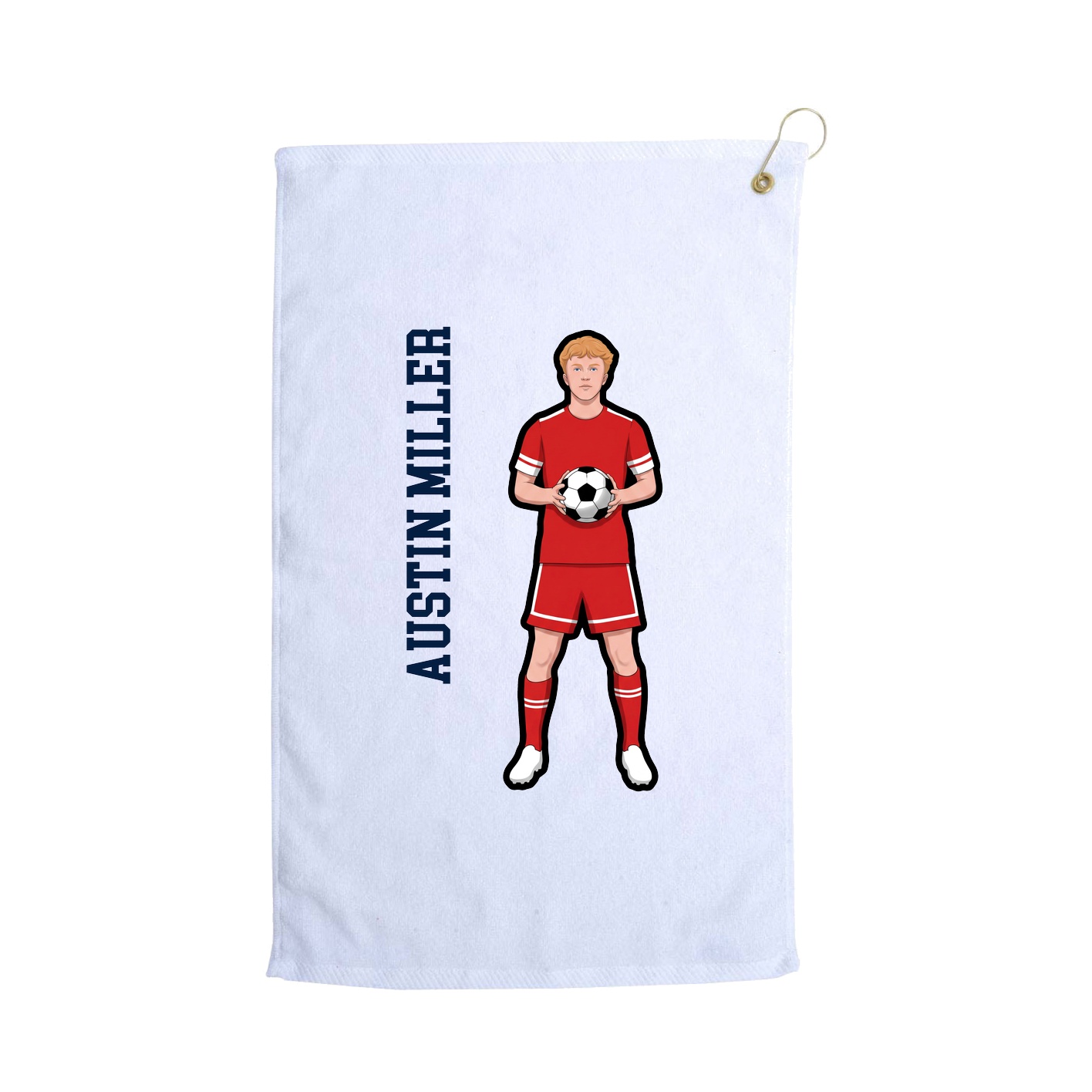 Golf Towel — Name Vertical in White