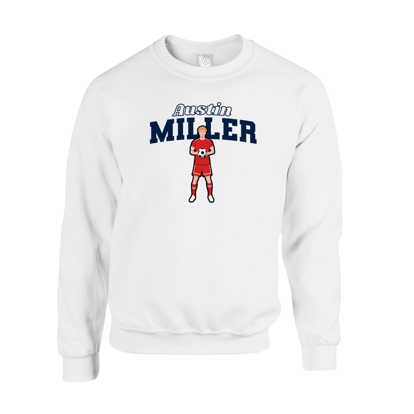 Fleece Crew — Name Arch in White