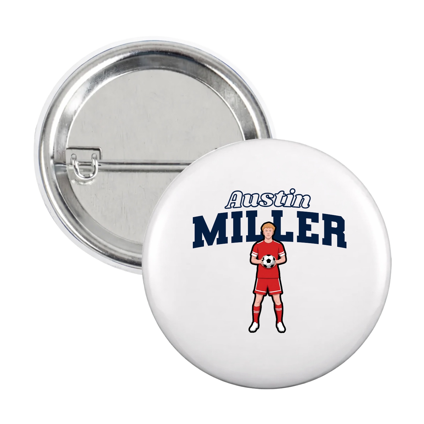 Game Day Button — Name Arch in White