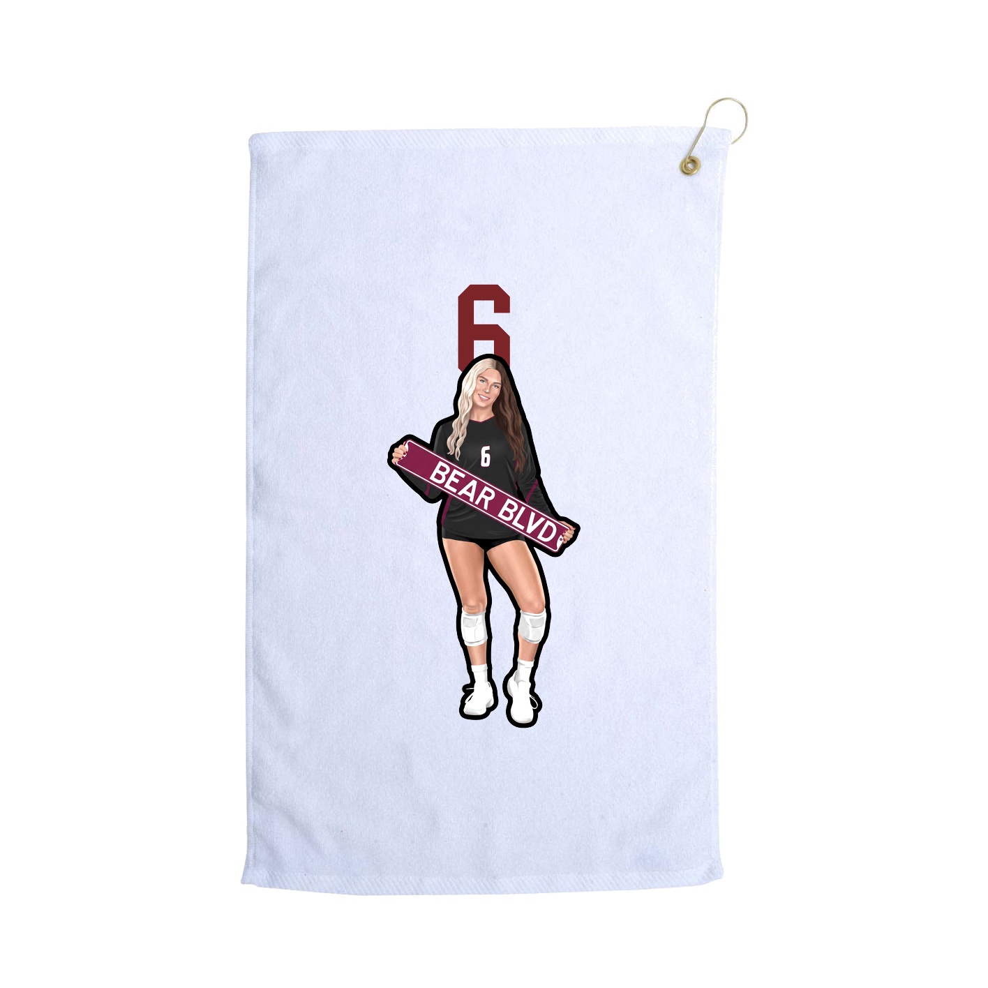 Golf Towel — Number Top in White