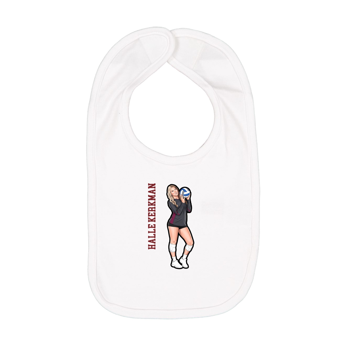Infant Bib — Name Vertical in White