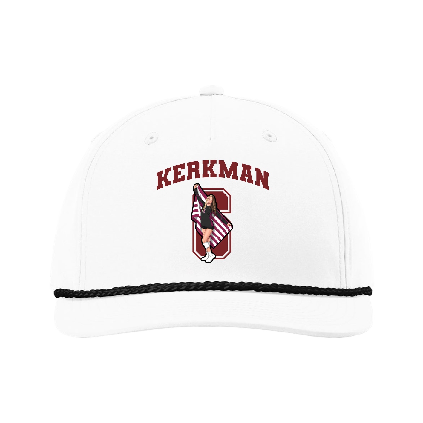 Five-Panel Classic Rope Cap — Number in White