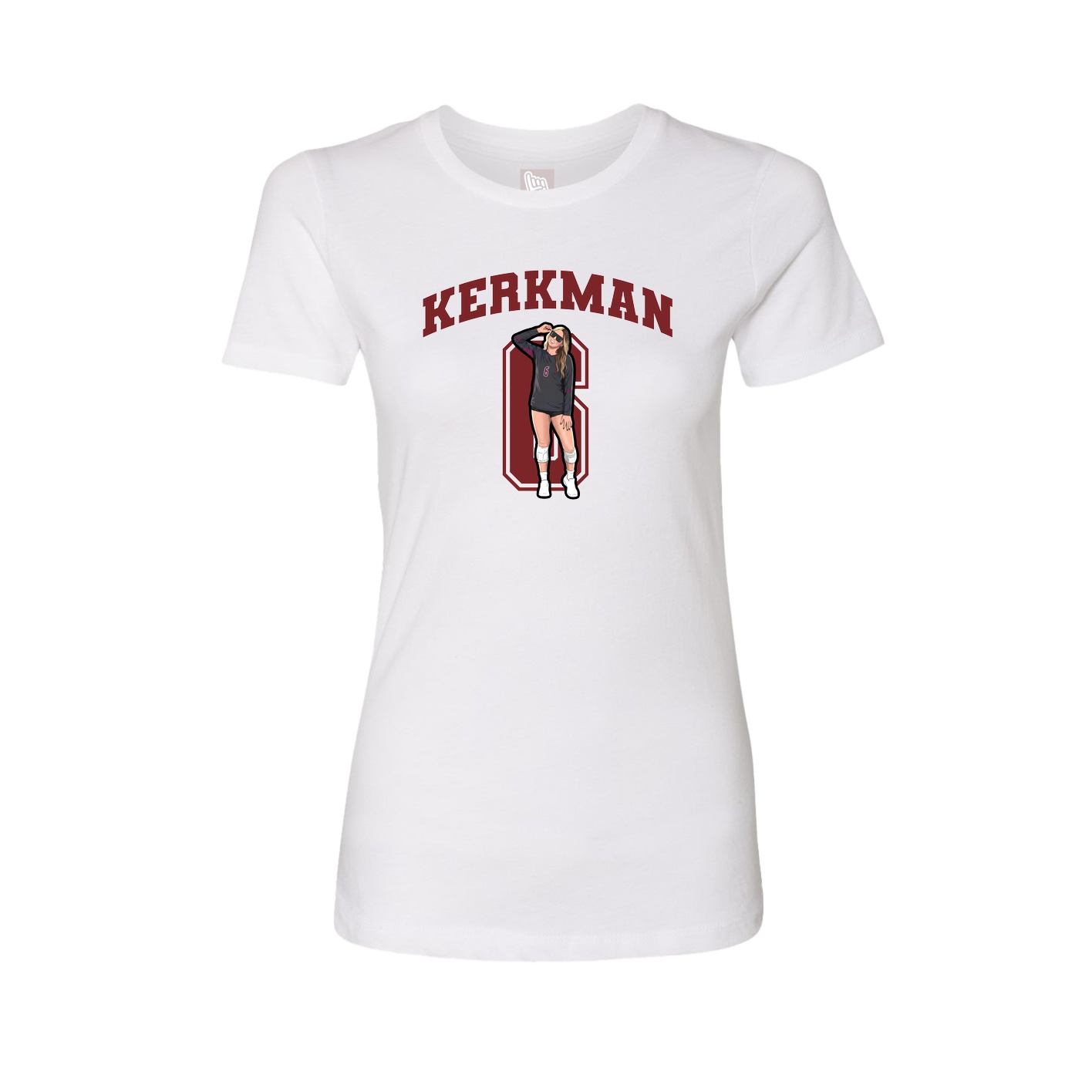 Fitted Women's Tee — Number in White