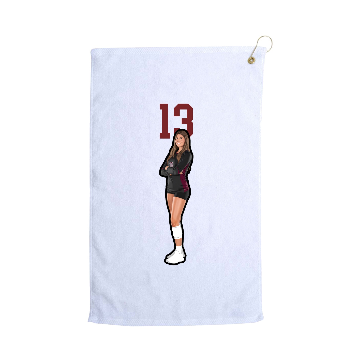 Golf Towel — Number Top in White