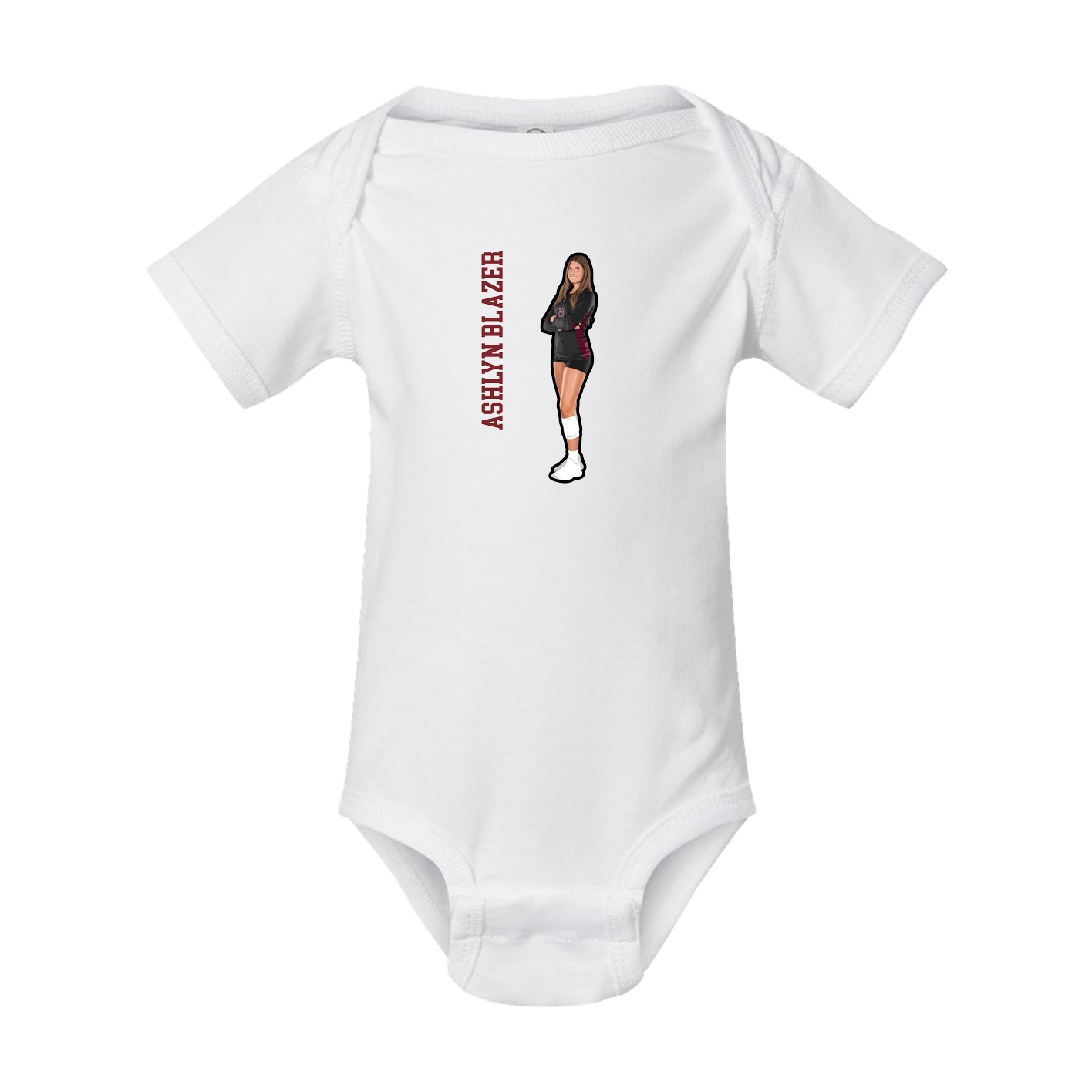 Baby Onesie — Name Vertical in White
