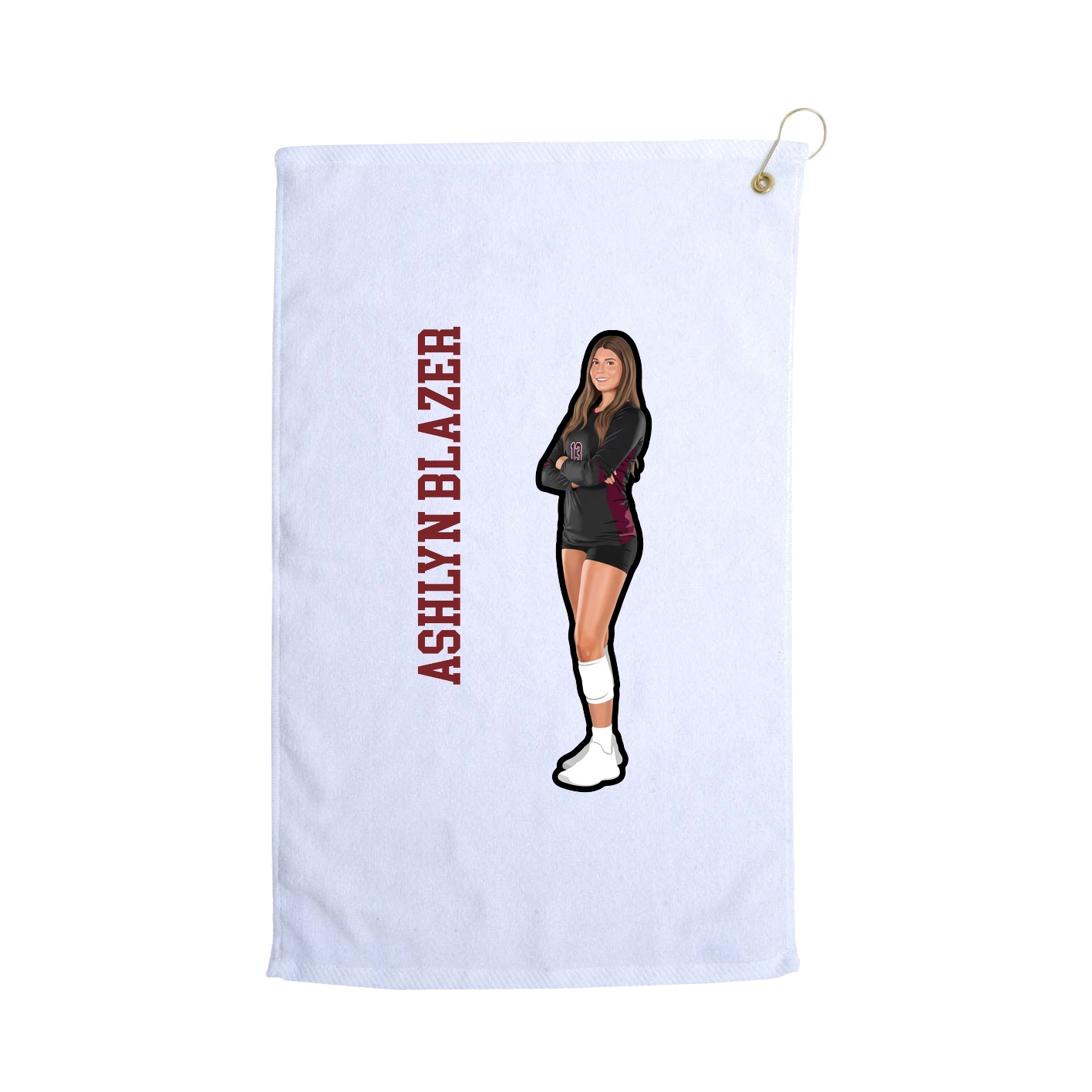 Golf Towel — Name Vertical in White
