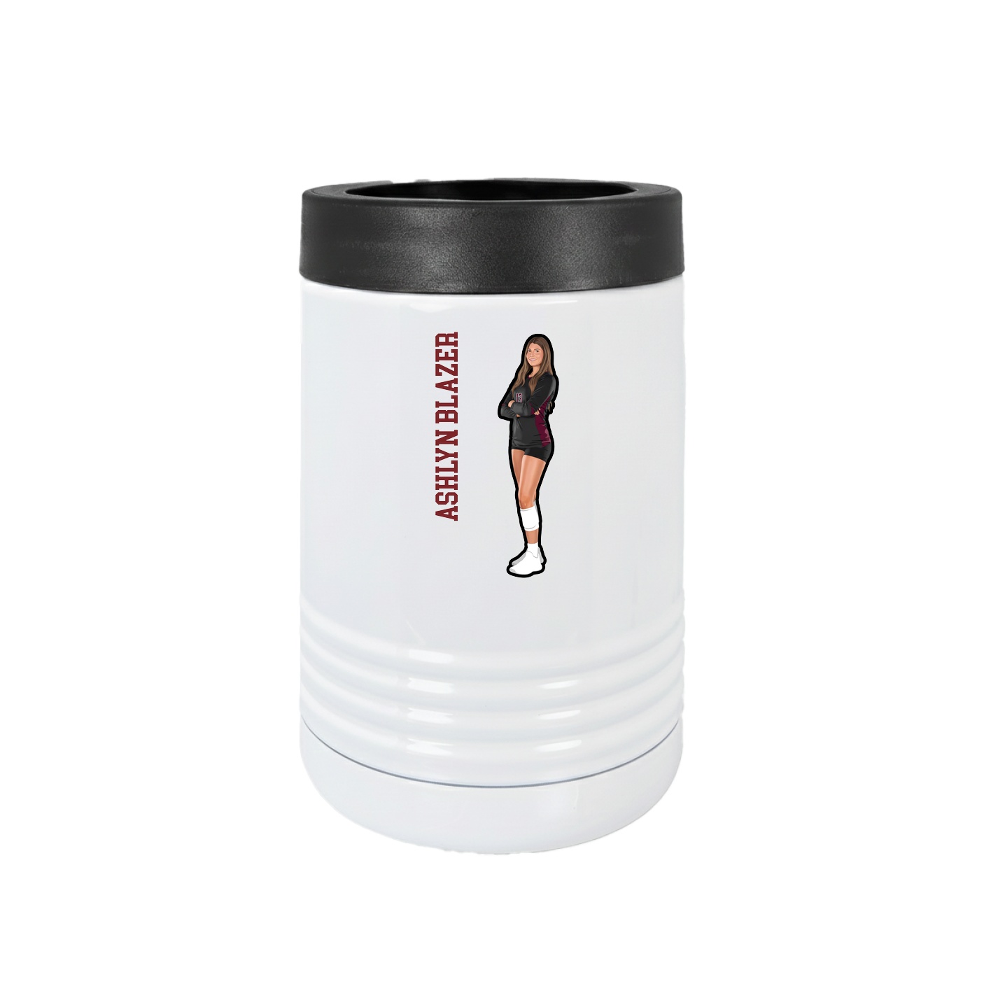 Beverage Holder — Name Vertical in White
