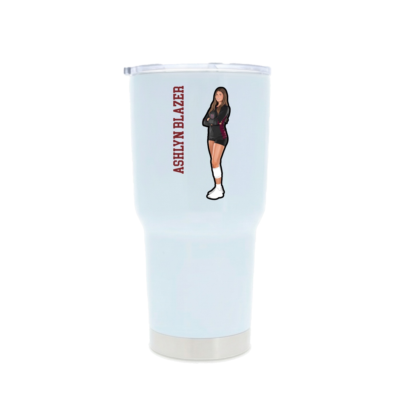 30oz Stainless Steel Tumbler — Name Vertical in White