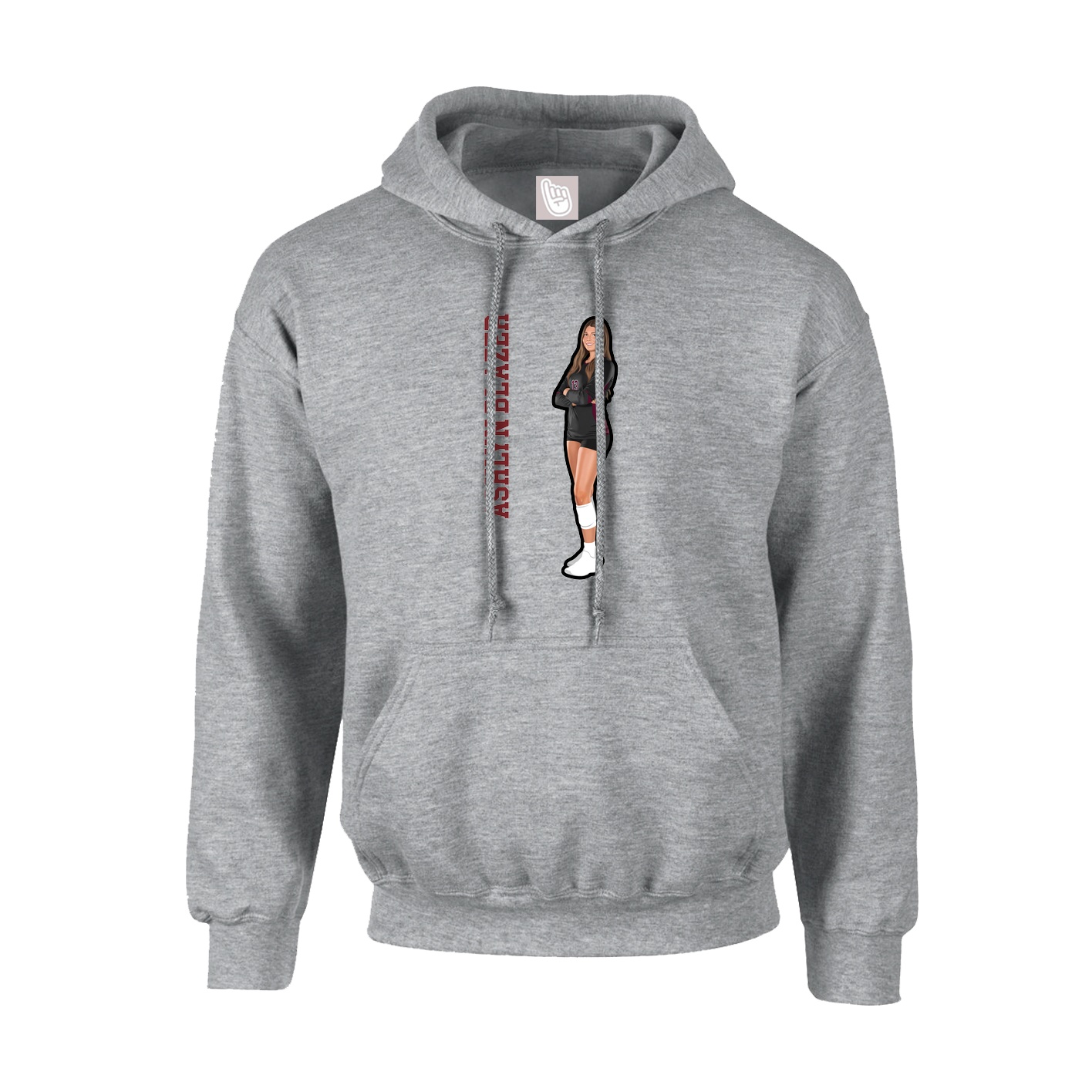 Youth Hoodie — Name Vertical in Grey