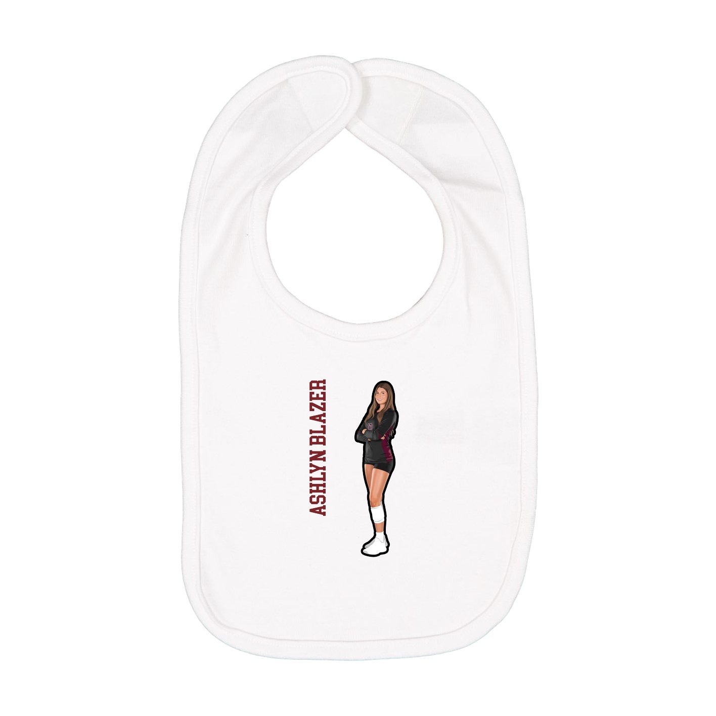Infant Bib — Name Vertical in White