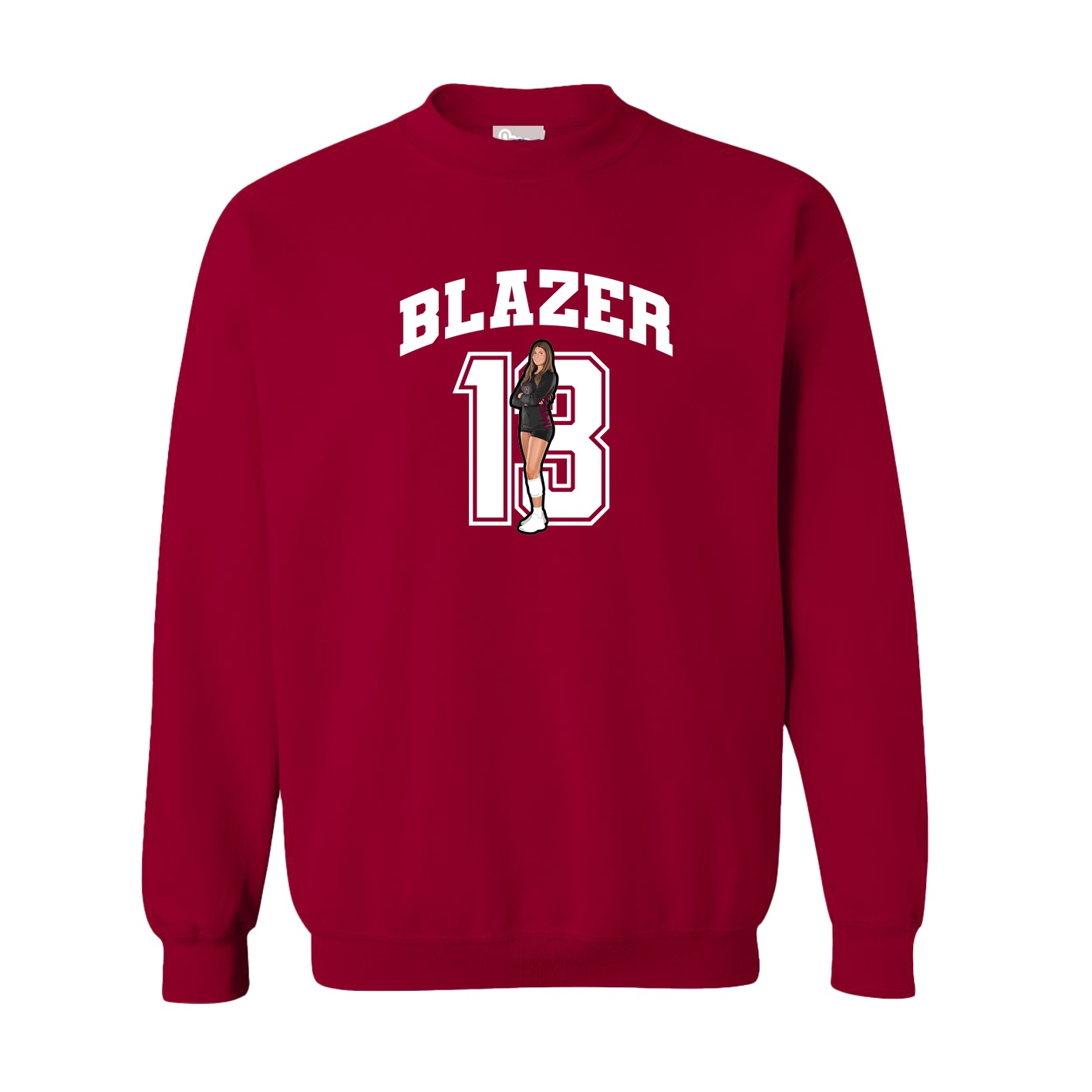 Fleece Crew — Number in Cardinal