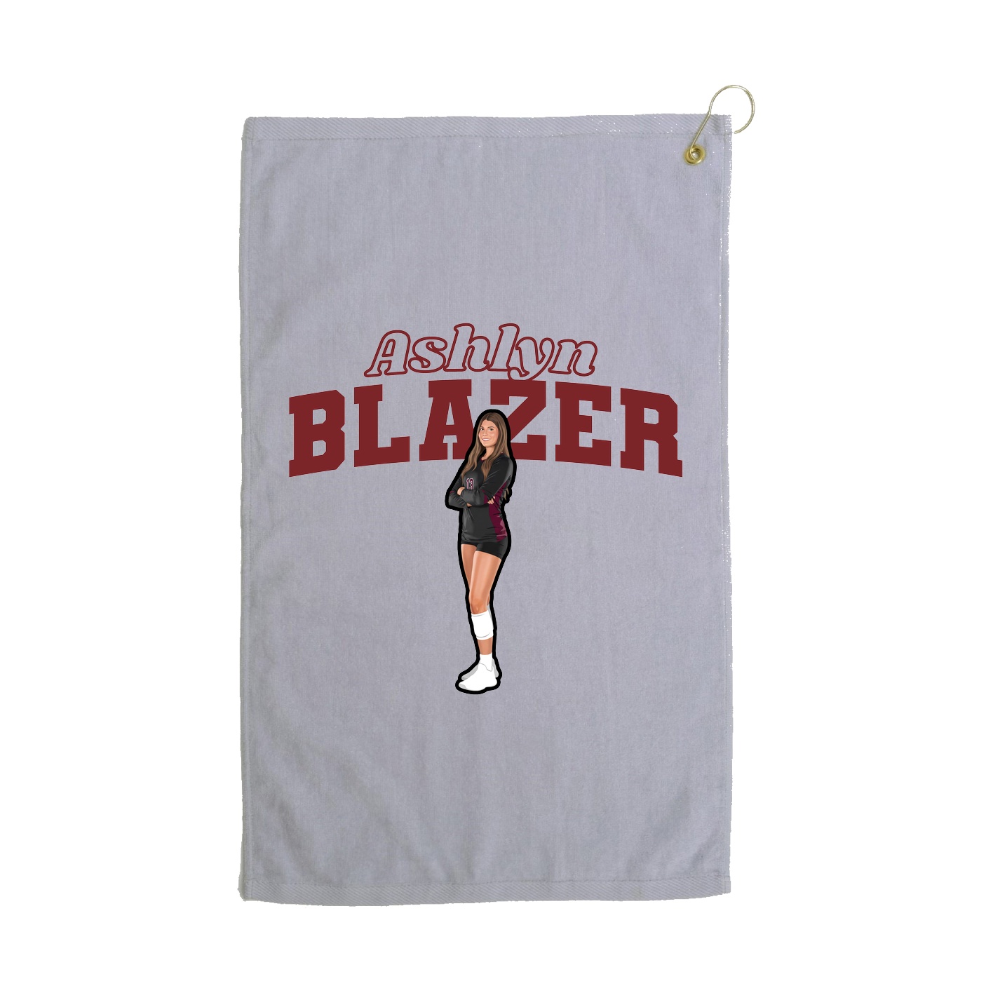 Golf Towel — Name Arch in Grey