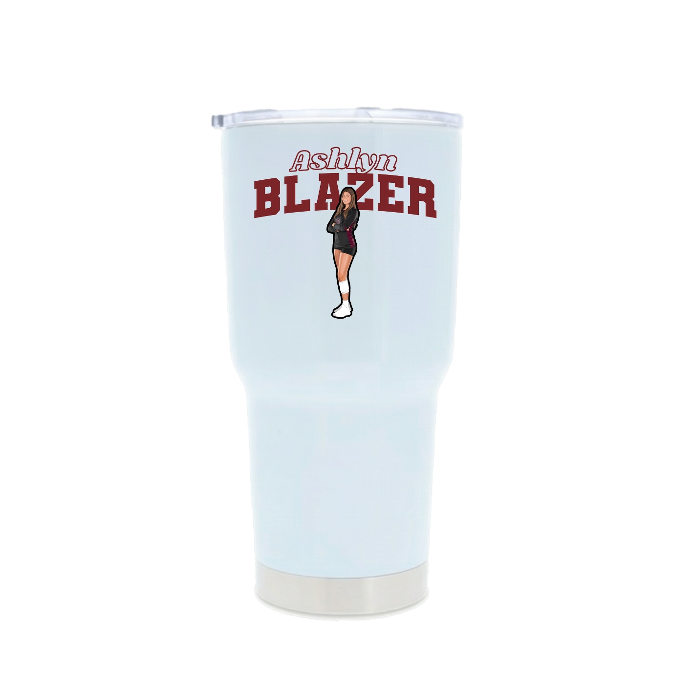 30oz Stainless Steel Tumbler — Name Arch in White