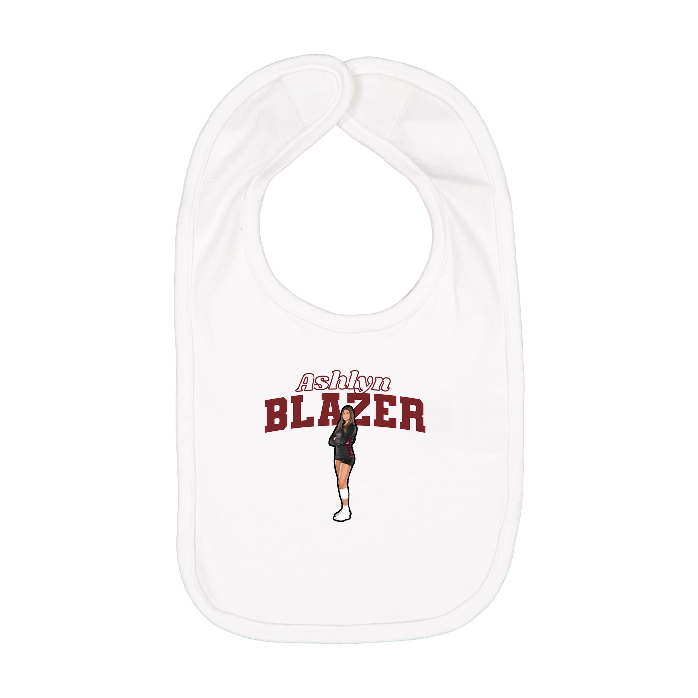 Infant Bib — Name Arch in White