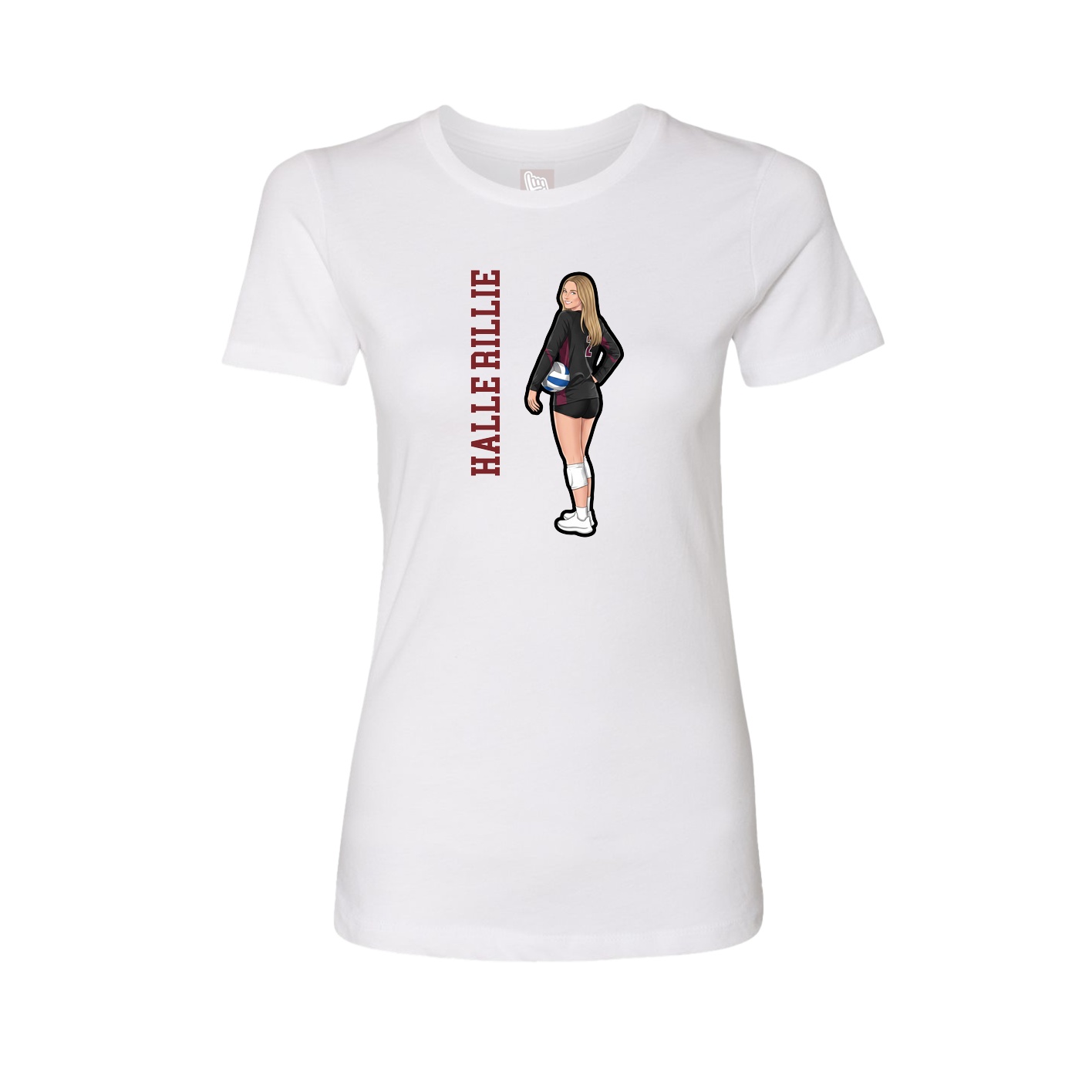 Fitted Women's Tee — Name Vertical in White