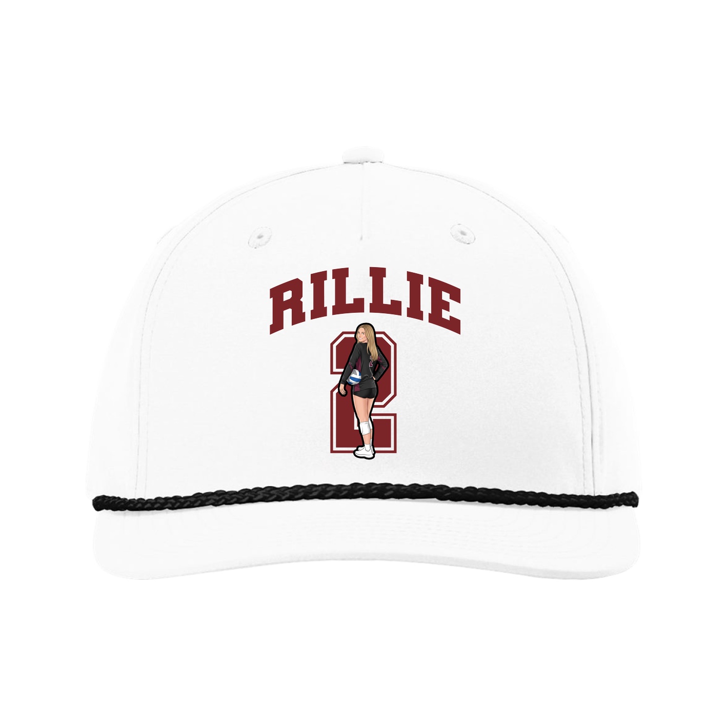 Five-Panel Classic Rope Cap — Number in White