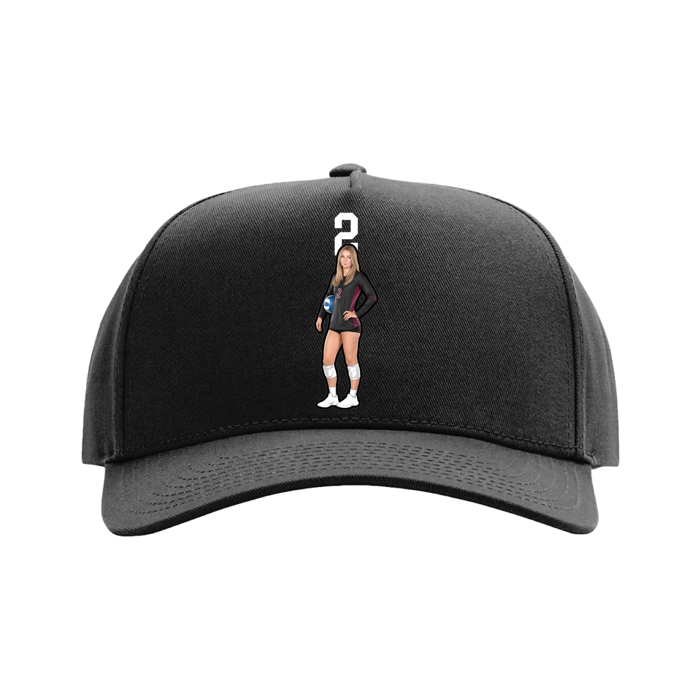 Full Fabric Five-Panel Champ Cap — Number Top in Black