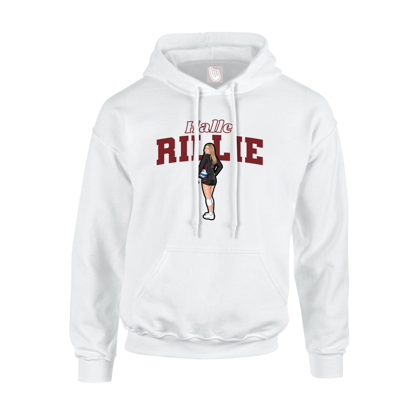 Youth Hoodie — Name Arch in White