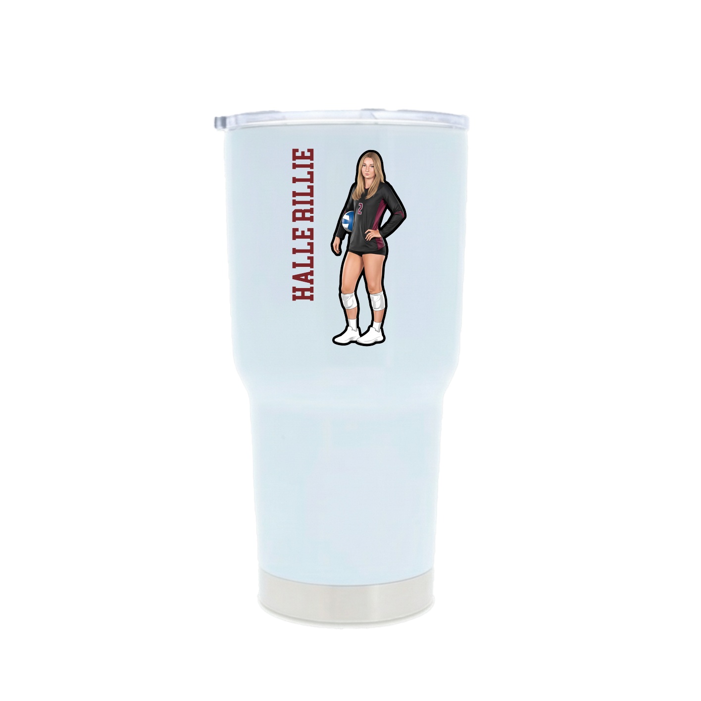 30oz Stainless Steel Tumbler — Name Vertical in White