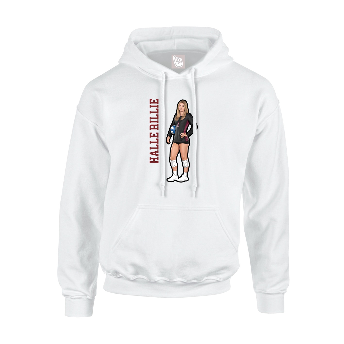 Youth Hoodie — Name Vertical in White