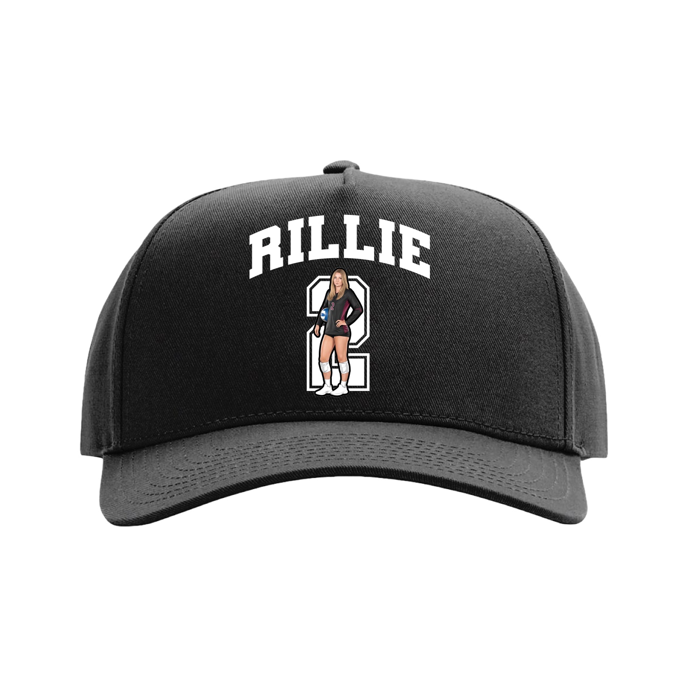 Full Fabric Five-Panel Champ Cap — Number in Black