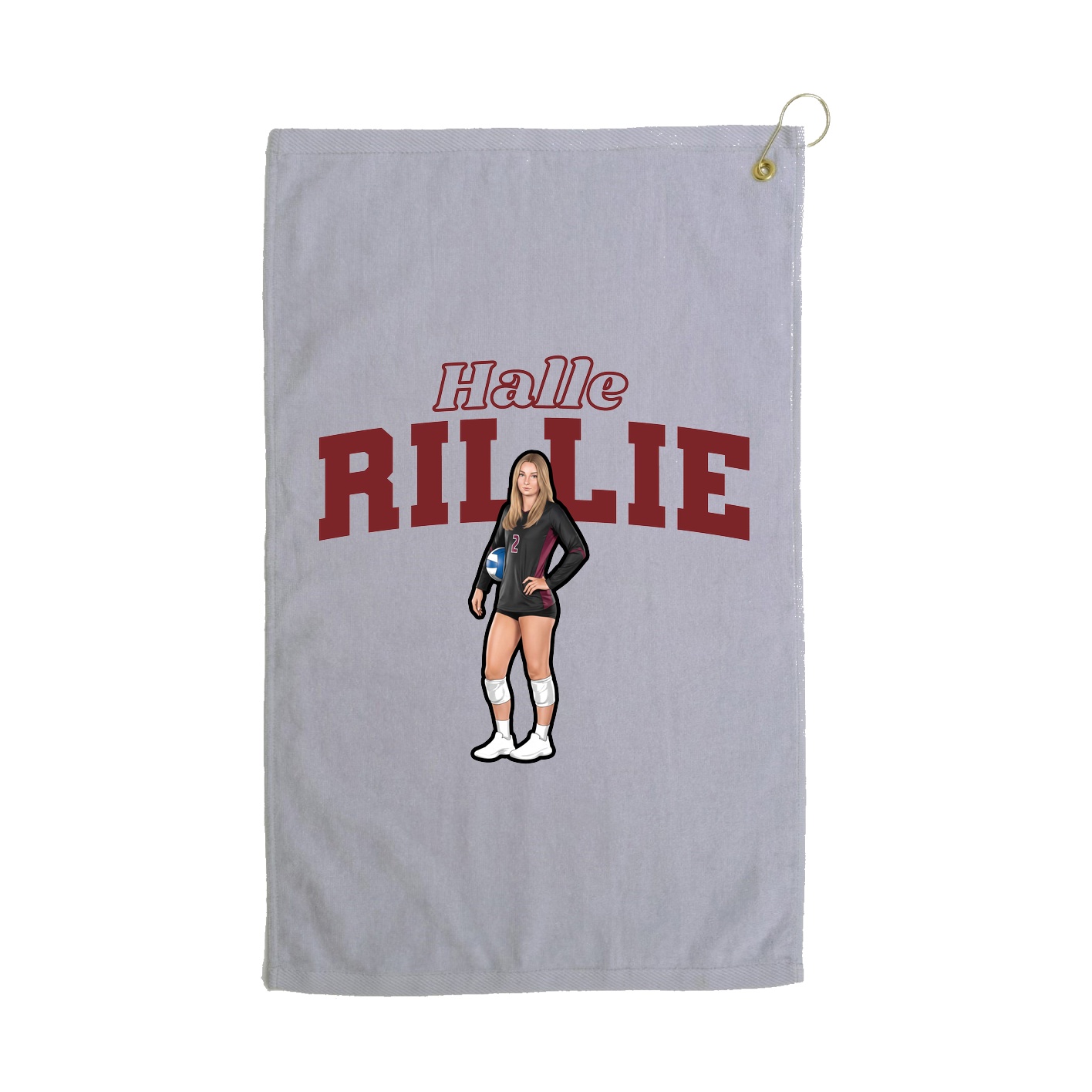 Golf Towel — Name Arch in Grey