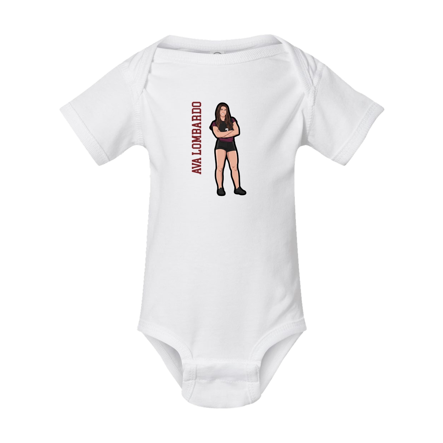 Baby Onesie — Name Vertical in White
