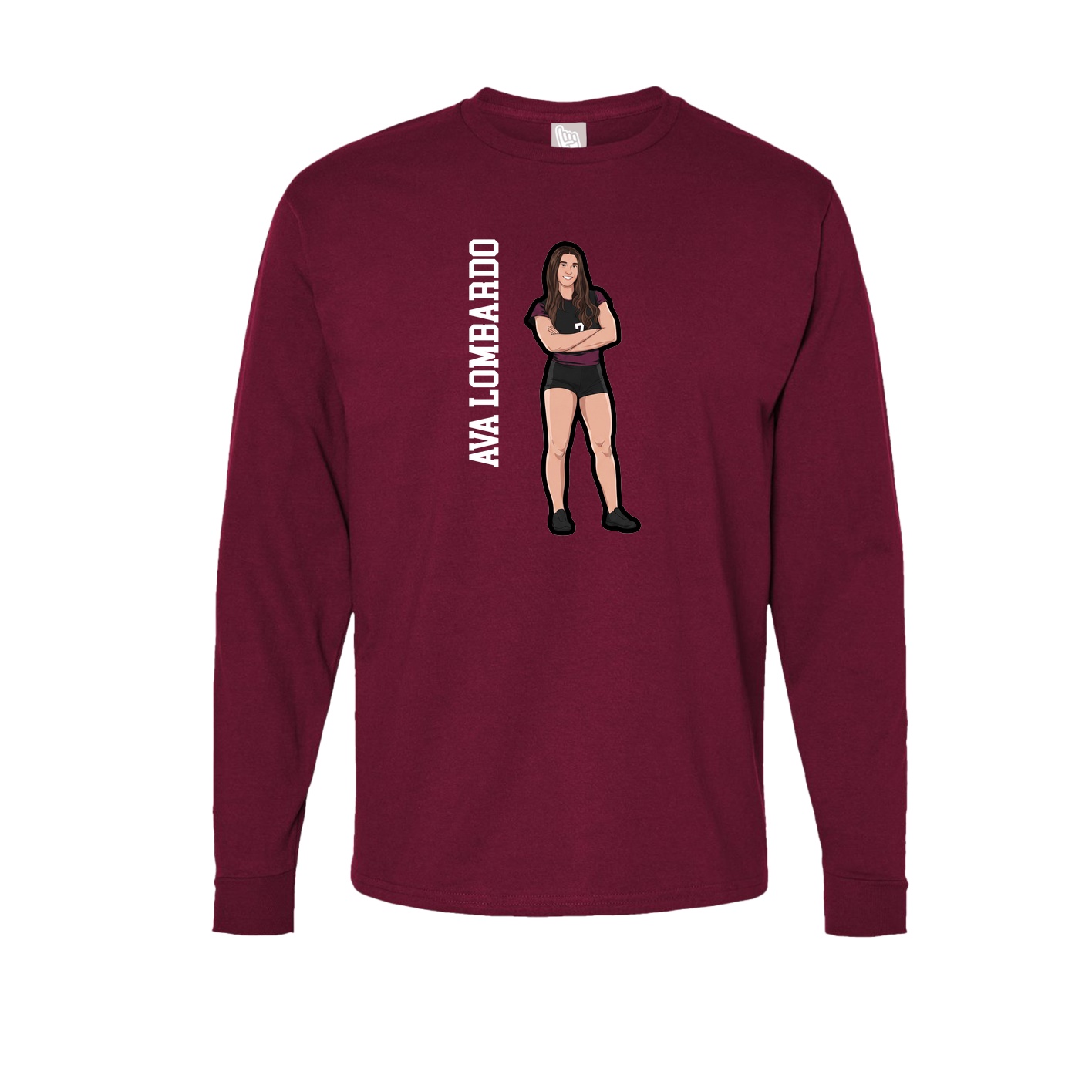 Long Sleeve Tee — Name Vertical in Cardinal