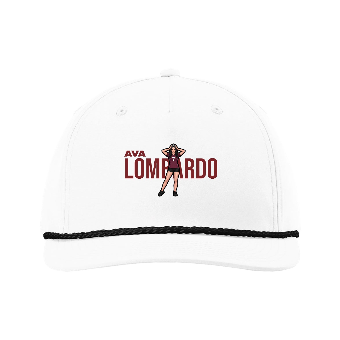 Five-Panel Classic Rope Cap — Player Name in White
