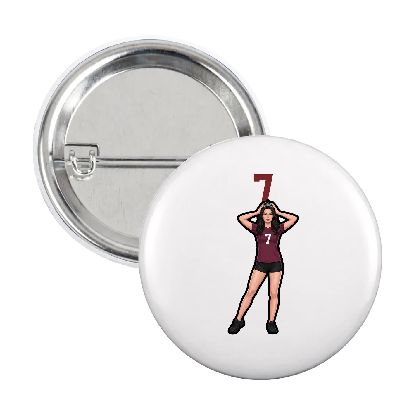 Game Day Button — Number Top in White