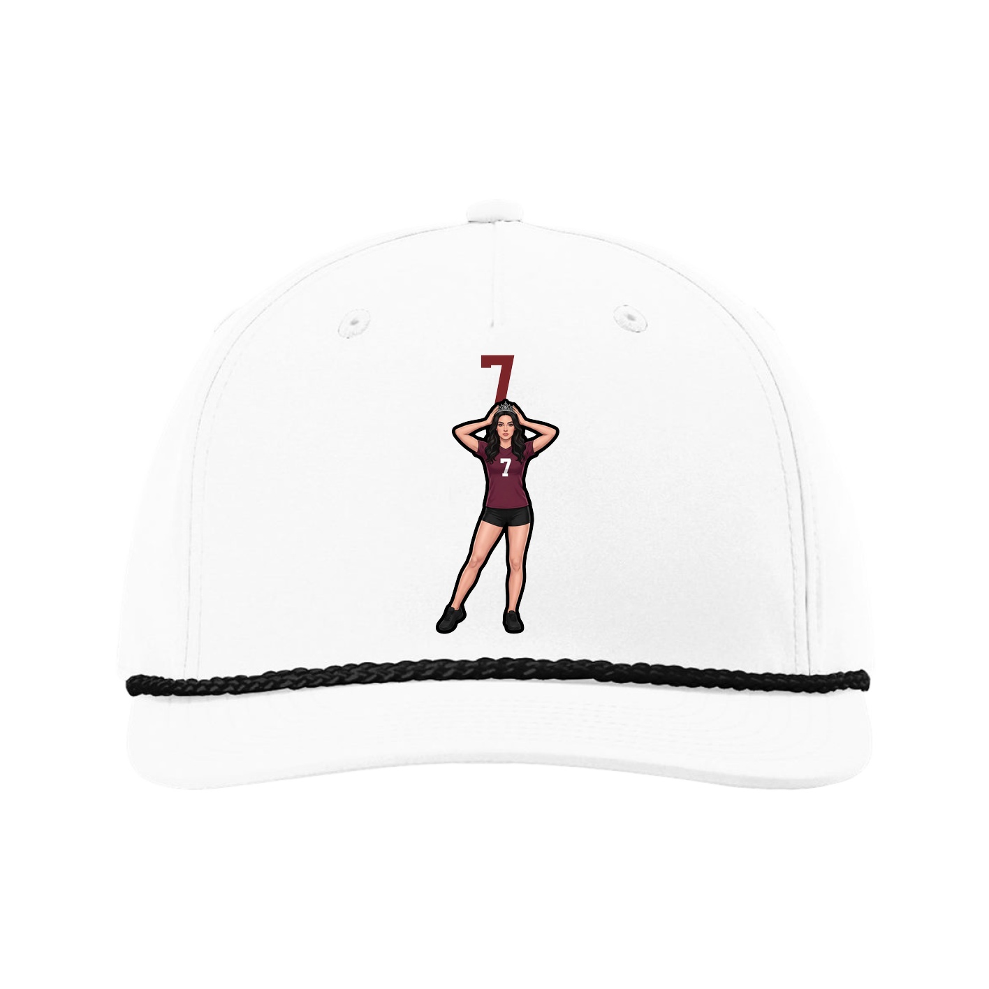 Five-Panel Classic Rope Cap — Number Top in White