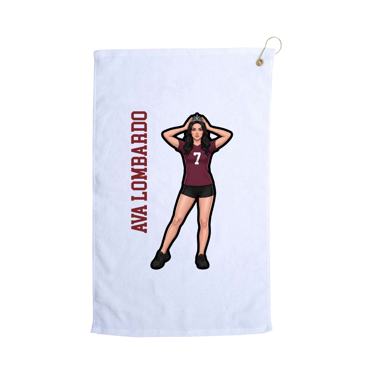 Golf Towel — Name Vertical in White