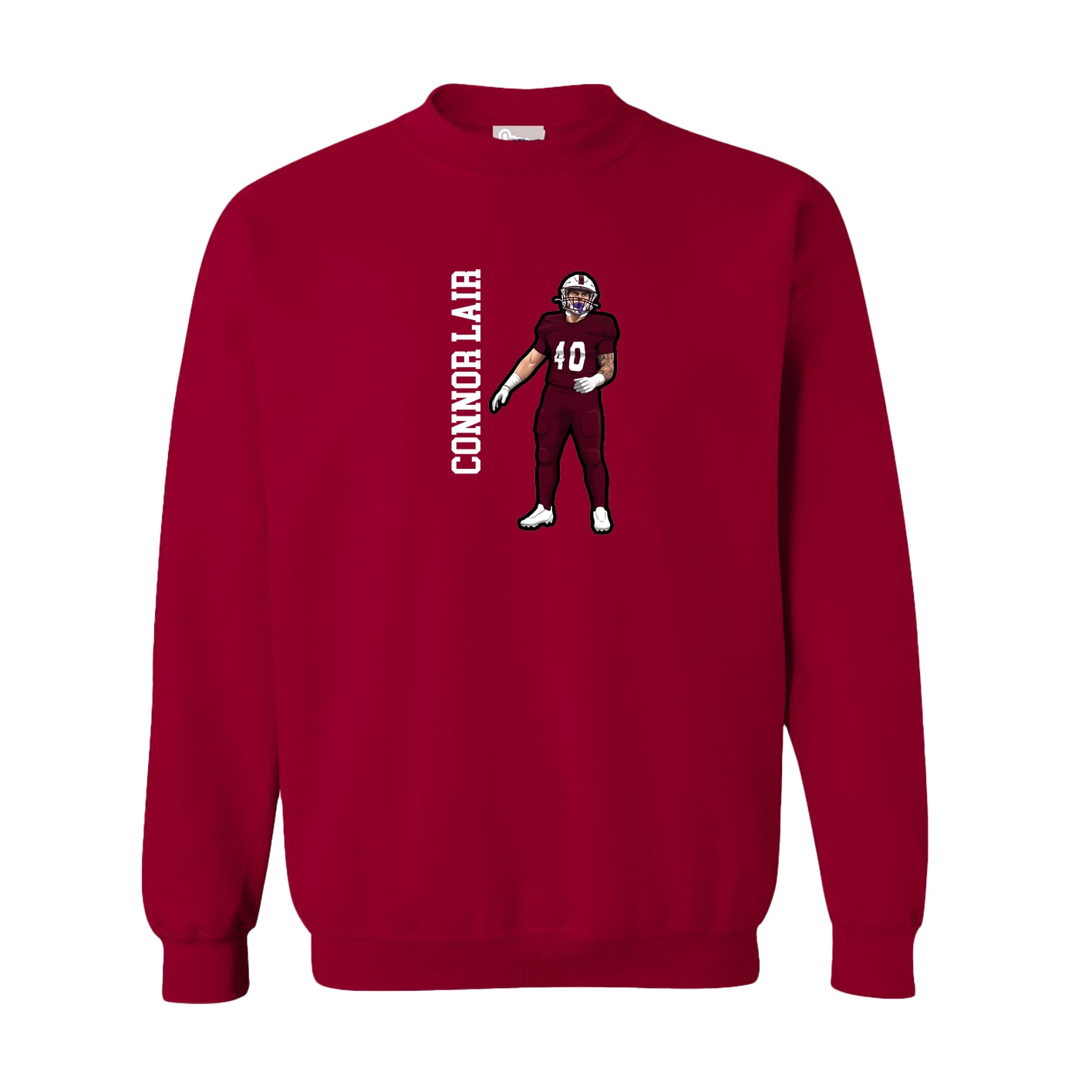 Fleece Crew — Name Vertical in Cardinal