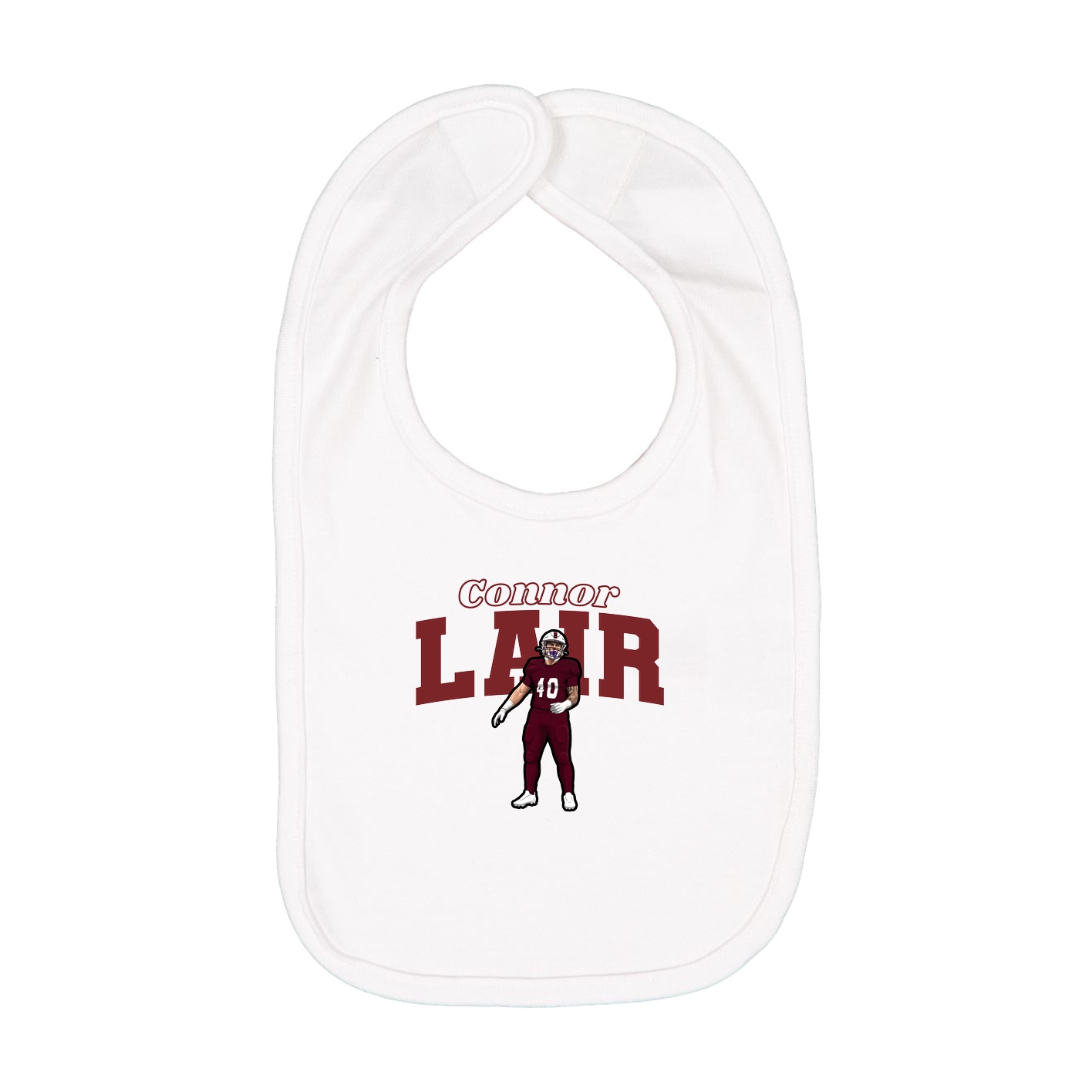 Infant Bib — Name Arch in White