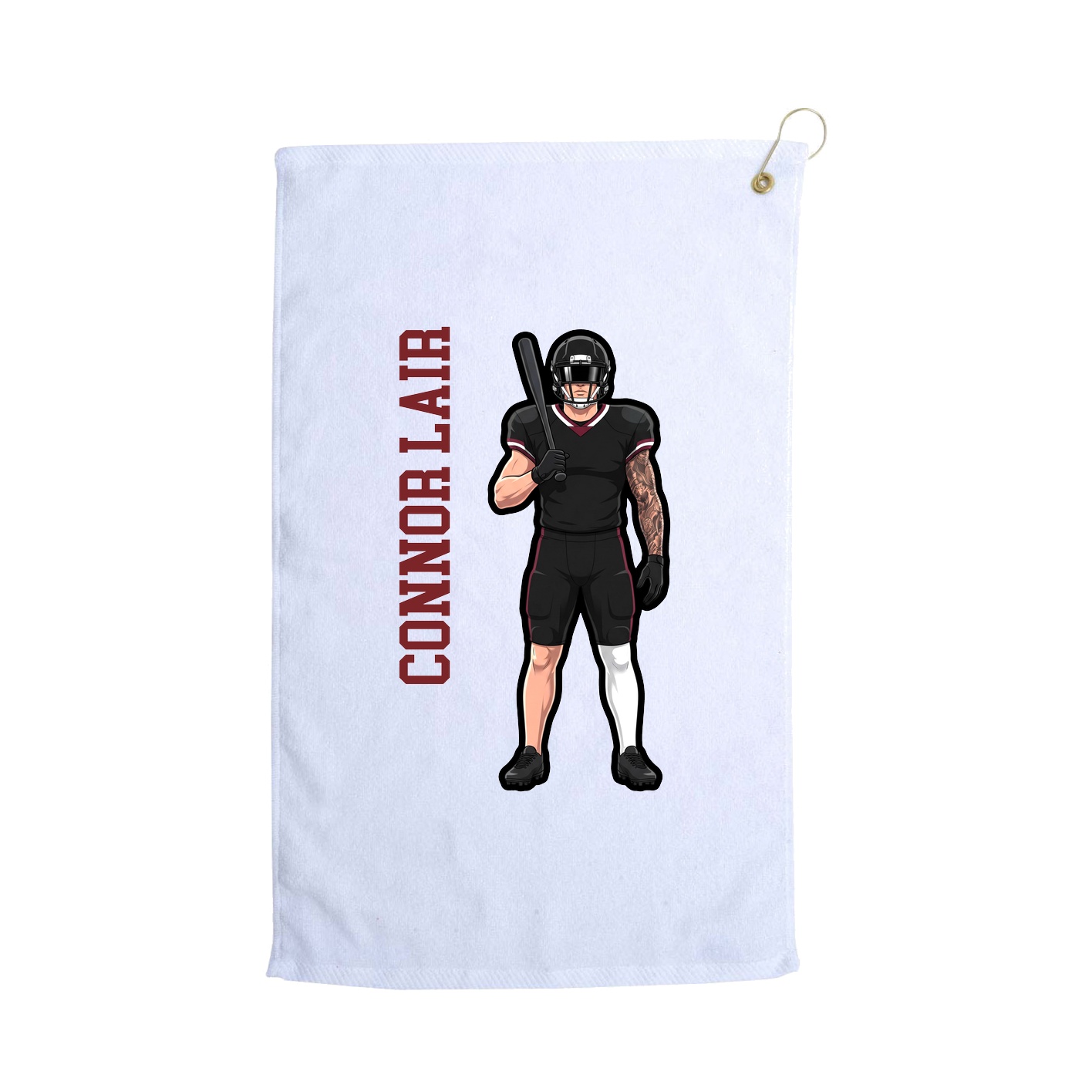 Golf Towel — Name Vertical in White