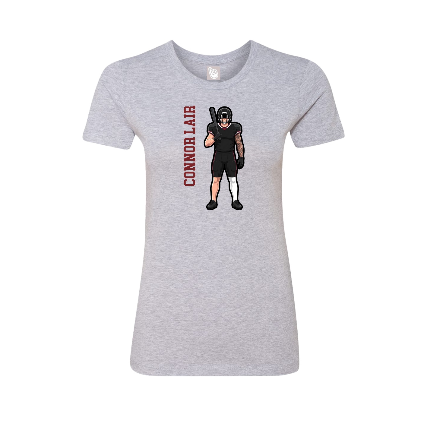 Womens Tee — Name Vertical in Grey