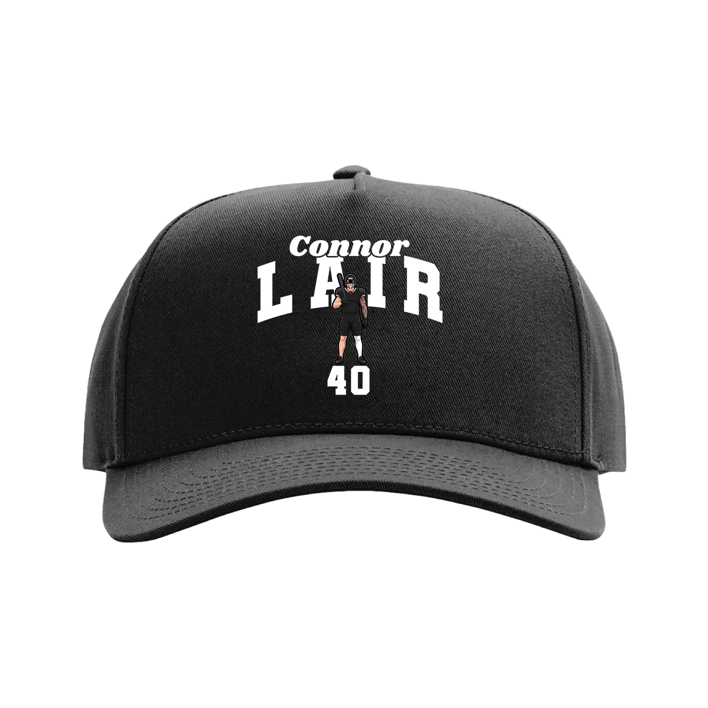 Full Fabric Five-Panel Champ Cap — Signature Arch in Black