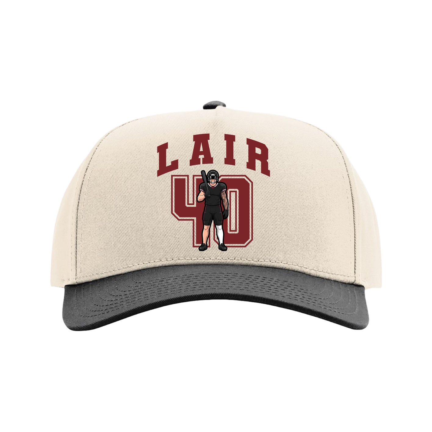 Full Fabric Five-Panel Champ Cap — Number in Cream/Black