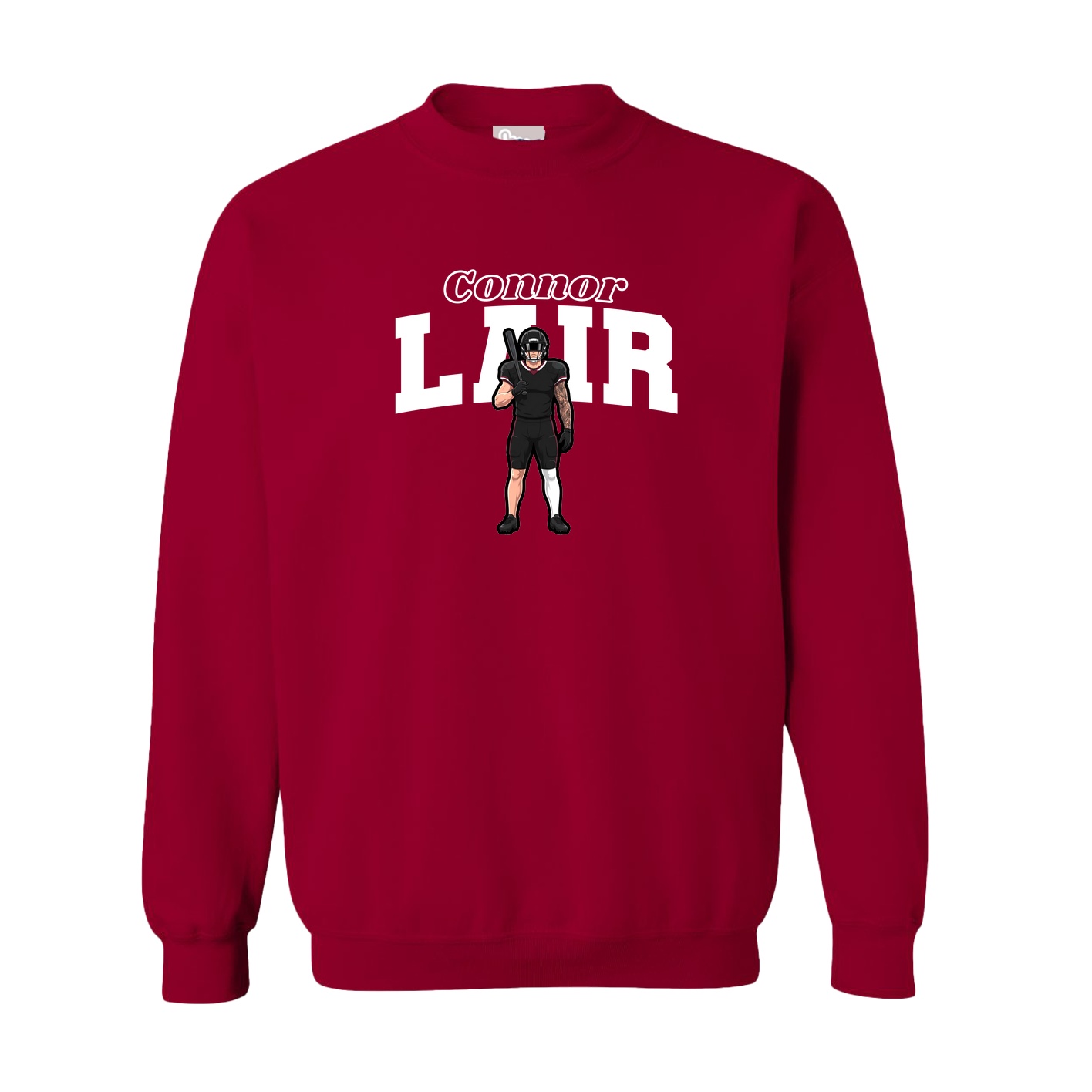 Fleece Crew — Name Arch in Cardinal