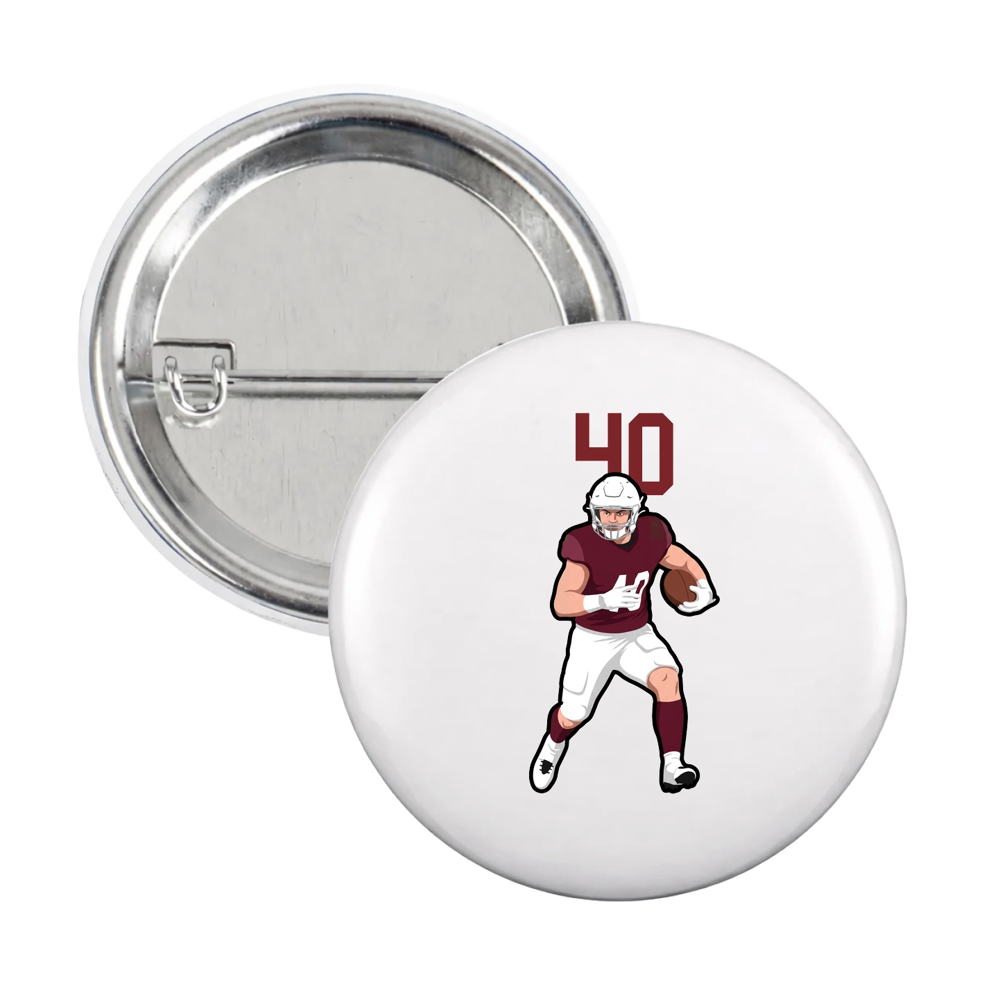Game Day Button — Number Top in White