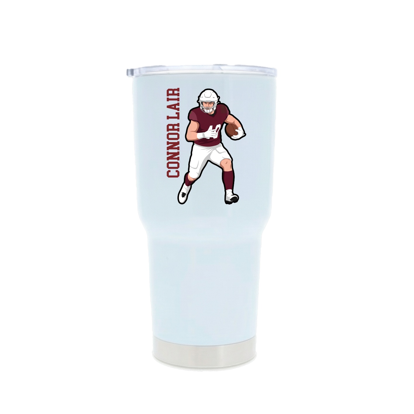 30oz Stainless Steel Tumbler — Name Vertical in White